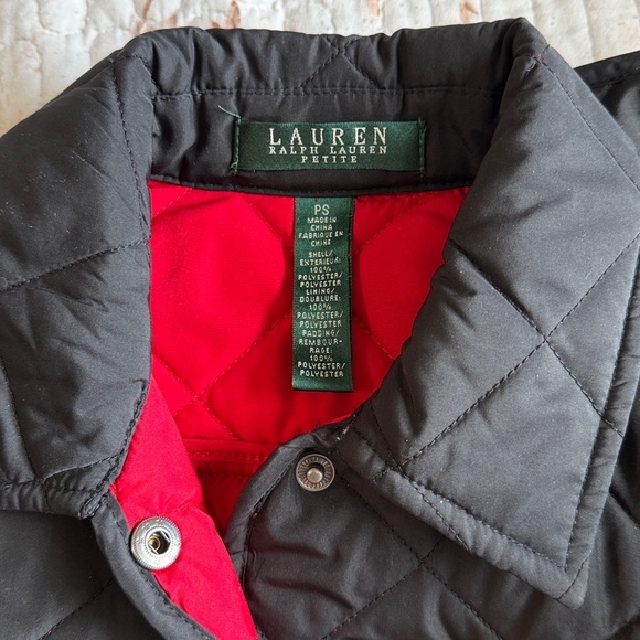 Ralph Lauren Women's Black Quilted Utility Jacket with Red Lining - Picture 4 of 6